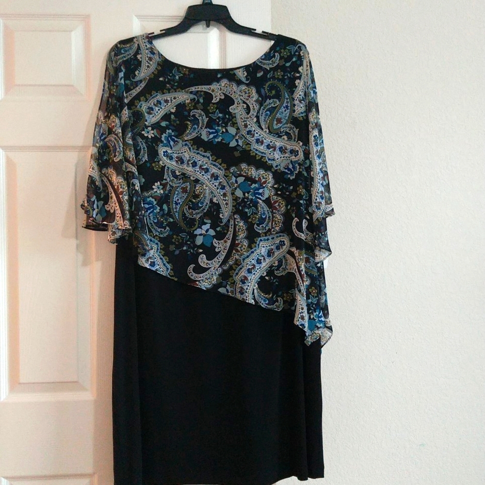Connected apparel women's classic Paisley chiffon overlayer plus midi dress